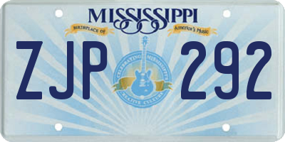 MS license plate ZJP292