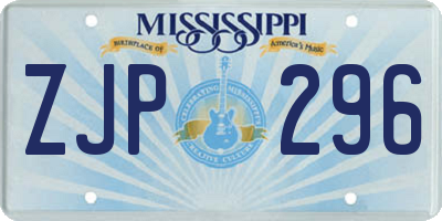 MS license plate ZJP296