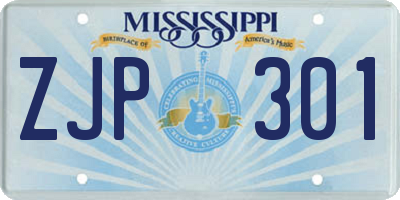 MS license plate ZJP301