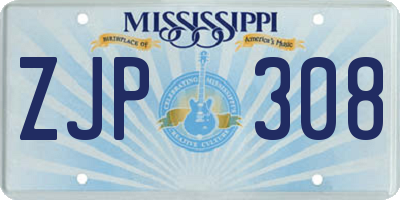 MS license plate ZJP308