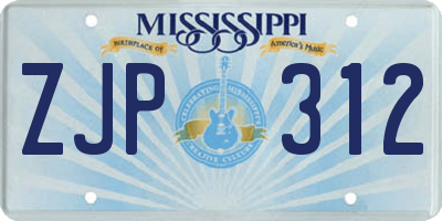 MS license plate ZJP312