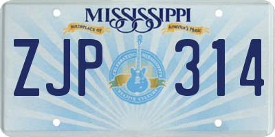 MS license plate ZJP314