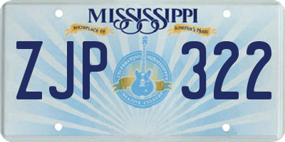 MS license plate ZJP322