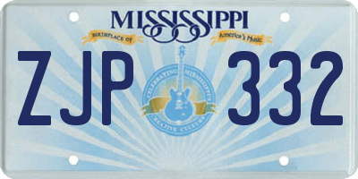 MS license plate ZJP332