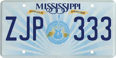 MS license plate ZJP333