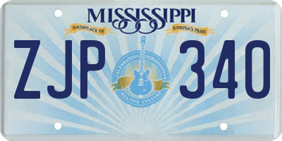 MS license plate ZJP340