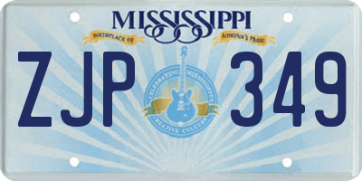 MS license plate ZJP349