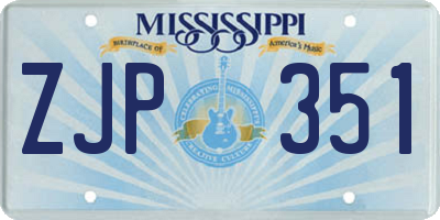MS license plate ZJP351