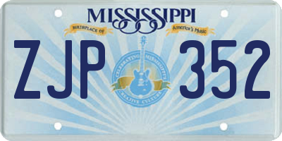 MS license plate ZJP352
