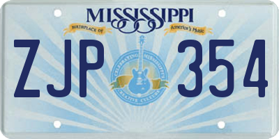 MS license plate ZJP354