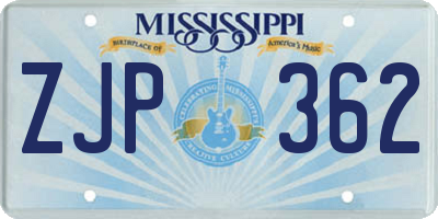 MS license plate ZJP362