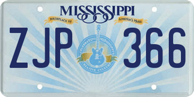 MS license plate ZJP366