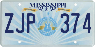 MS license plate ZJP374