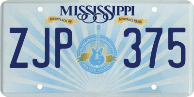MS license plate ZJP375