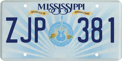 MS license plate ZJP381