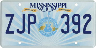 MS license plate ZJP392