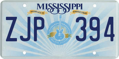 MS license plate ZJP394