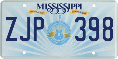 MS license plate ZJP398