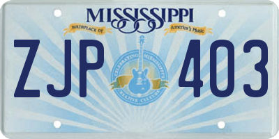 MS license plate ZJP403