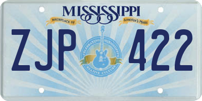 MS license plate ZJP422
