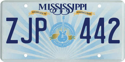 MS license plate ZJP442
