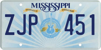 MS license plate ZJP451