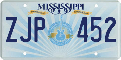 MS license plate ZJP452