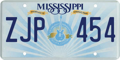 MS license plate ZJP454