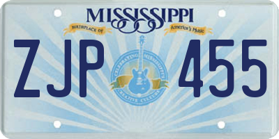 MS license plate ZJP455
