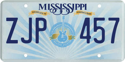 MS license plate ZJP457