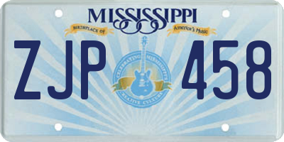 MS license plate ZJP458