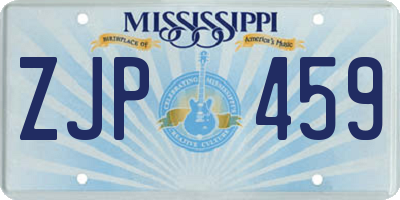MS license plate ZJP459