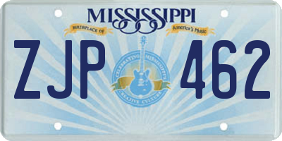 MS license plate ZJP462