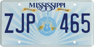MS license plate ZJP465