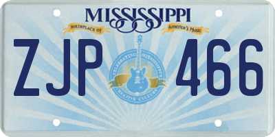 MS license plate ZJP466