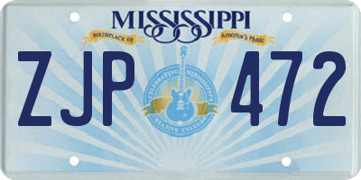 MS license plate ZJP472