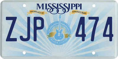 MS license plate ZJP474