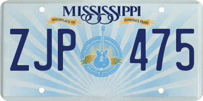 MS license plate ZJP475