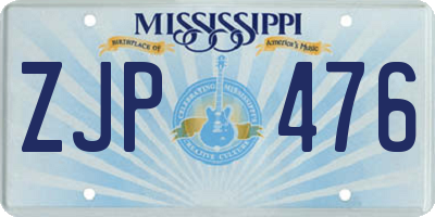 MS license plate ZJP476