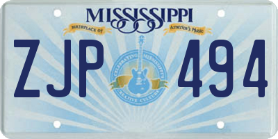 MS license plate ZJP494