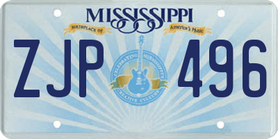 MS license plate ZJP496