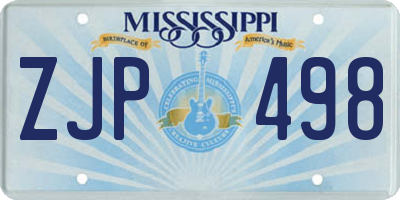 MS license plate ZJP498