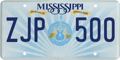 MS license plate ZJP500