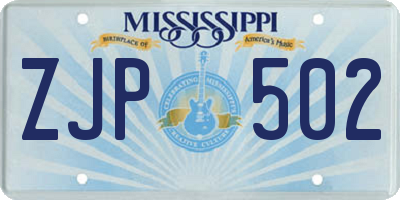 MS license plate ZJP502
