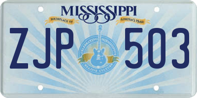 MS license plate ZJP503