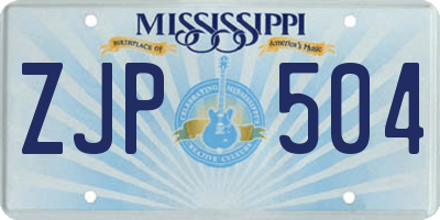 MS license plate ZJP504