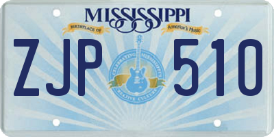 MS license plate ZJP510