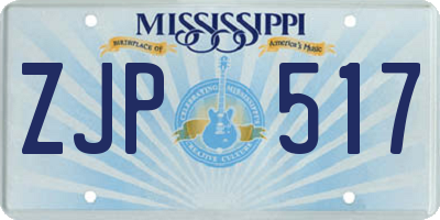 MS license plate ZJP517