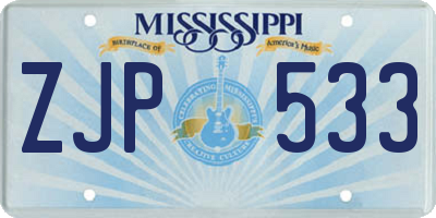 MS license plate ZJP533