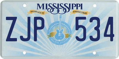 MS license plate ZJP534